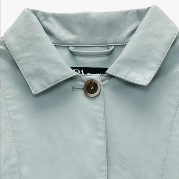 zara combination overshirt shacket sky blue Small - Picture 5 of 8